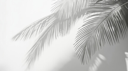 palm tree shadow photography on white wall - soft, serene, and minimalist
