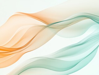 Fototapeta premium flowing liquid-like waves in pastel peach and turquoise, the serene and fluid movement.
