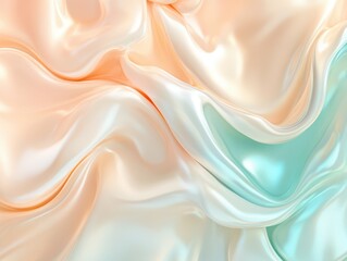 Obraz premium flowing liquid-like waves in pastel peach and turquoise, the serene and fluid movement.
