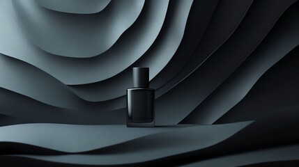 Minimalist perfume label, monochrome colors, 3D illustration