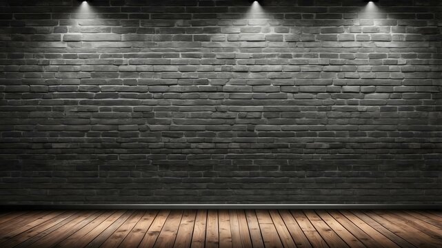 Fototapeta rustic gray brick wall with spotlight background