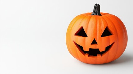 A carved pumpkin clipart, Halloween element, 3D illustration, vibrant orange, isolated on white background