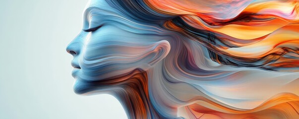 A surreal figure made entirely of shifting colors and abstract shapes, representing the fluidity of creativity