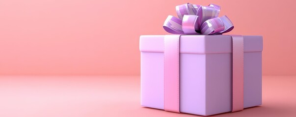 Cute gift box, soft purple and pink shades, 3D render