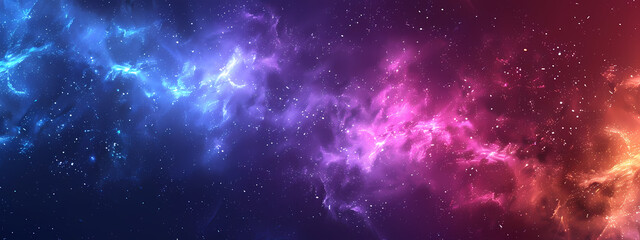 Fototapeta premium A stunning cosmic scene showcasing vibrant blue, purple, and orange nebulae against a starry backdrop, creating a mesmerizing universe.