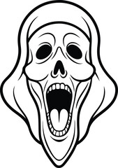 Scream mask line icon. Spooky scream ghost outline vector icon. Symbol, logo illustration. Vector graphics.