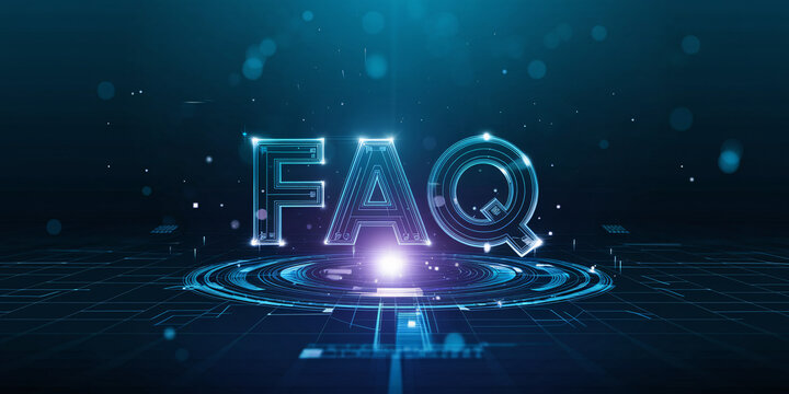 Dynamic FAQ Typography with Glowing Neon Lines and Futuristic Circuit Design
