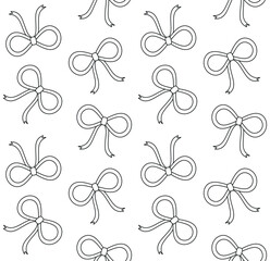 Obraz premium Vector seamless pattern of flat outline bowtie isolated on white background