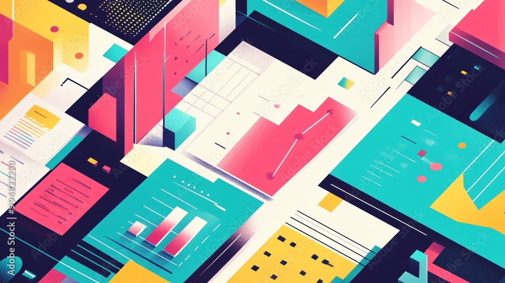 Aufkleber abstract geometric pattern with charts and graphs