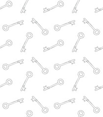 Vector seamless pattern of hand drawn sketch doodle outline key isolated on white background