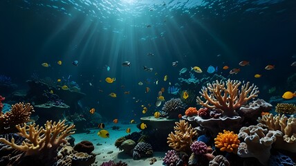 Obraz premium tropical coral reef in the sea fish in aquarium. Generative AI