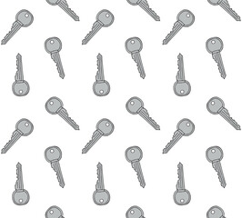 Vector seamless pattern of hand drawn sketch doodle colored key isolated on white background