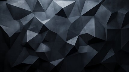 Obraz premium Abstract dark geometric 3D shapes in monochrome tones, modern background