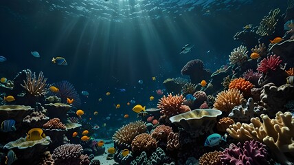 tropical coral reef in the sea fish in aquarium. Generative AI