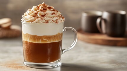 A cozy Irish caf&eacute; features a caf&eacute; irland&eacute;s topped with whipped cream and cinnamon in warm lighting.