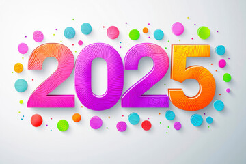 Illustration of colorful cut out numbers. Premium design for 2025 new year posters, banners.