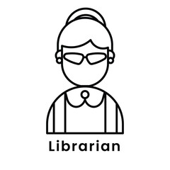 avatar character librarian outline design style, Editable vector stroke outline