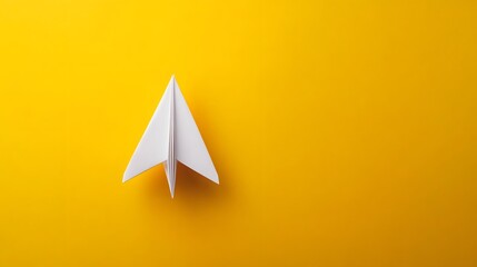 Business success, innovation and solution concept, Paper plane and business strategy on yellow background. 