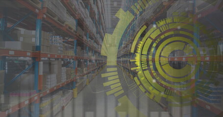 Image of data processing with scope scanning over warehouse