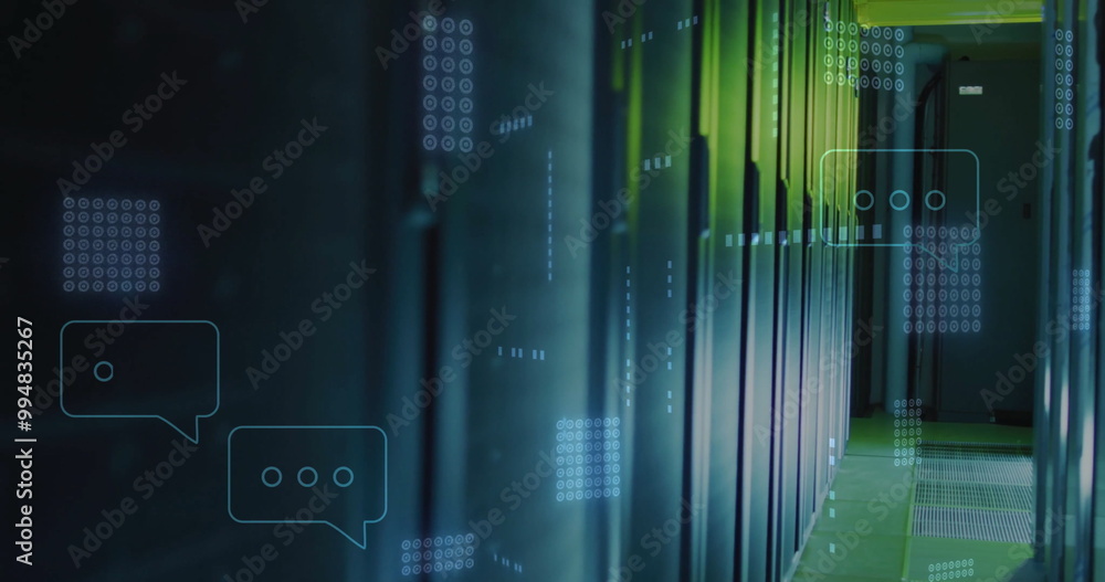 Poster image of ai text and digital data processing over computer servers