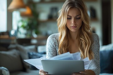 Managing Financial Stress: A Woman's Journey Through Budgeting and Expense Calculation at Home