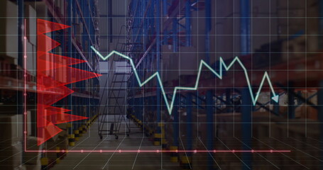 Image of financial data processing over warehouse