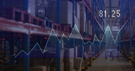 Image of financial data processing over warehouse
