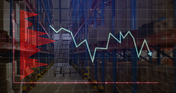 Image of financial data processing over warehouse