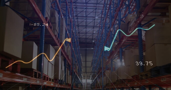Image of financial data processing over warehouse - Powered by Adobe