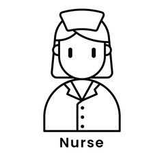 Nurse avatar character outline design style, Editable vector stroke outline.