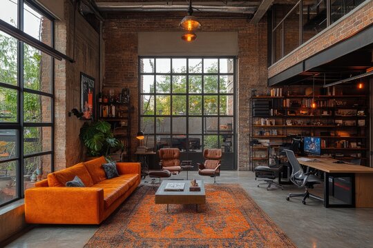 Creative Minds Unite: Young Entrepreneurs Brainstorm in a Chic Industrial Office Space