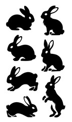  Rabbits Silhoutte Modern Vector Illustration