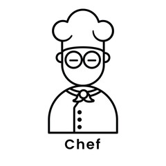 Chef avatar character outline design style, Editable vector stroke outline