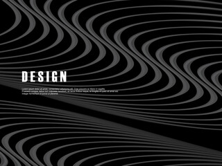 Abstract futuristic dark black background with wave design. Realistic 3d wallpaper with luxurious flowing lines. Perfect background for posters, websites, brochures, banners, applications, etc.