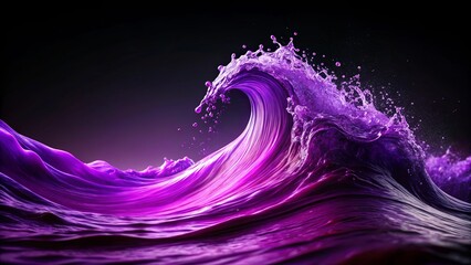 A vibrant purple wave crashes against a dark backdrop, creating a mesmerizing display of water and light.