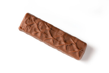 Chocolate bar isolated on white. Top view