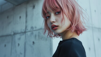 ボブヘアが似合う若いファッションモデル