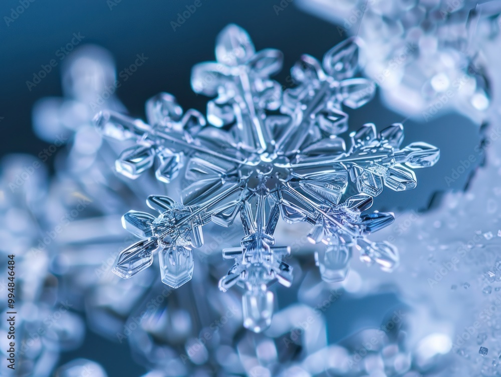 Wall mural intricate snowflake macro photography