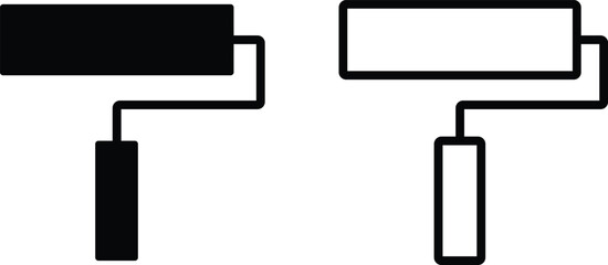 illustration of a roller Vector paint roller icon. Two-tone version on black and white