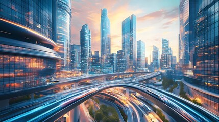 Obraz premium Modern cityscape, panoramic background. 