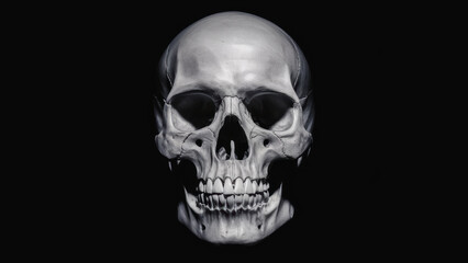 Fototapeta premium Spooky Halloween Skull Portrait with Copy-Space