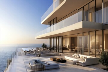 Fototapeta premium BVLGARI LIGHTHOUSE, Dubai, Luxury Apartments.generative ai
