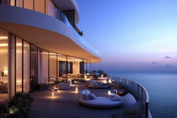 Fototapeta premium BVLGARI LIGHTHOUSE, Dubai, Luxury Apartments.generative ai