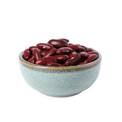 Dried red beans in bowl isolated on white