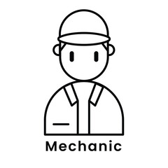 avatar character mechanic outline design style, Editable vector stroke outline