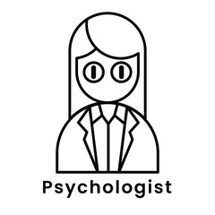 Psychologist avatar character outline design style, Editable vector stroke outline