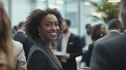 Business throng in a modern office setting, demonstrating networking and teamwork during a business event. a setting that is cooperative and professional.Business throng in a modern office setting