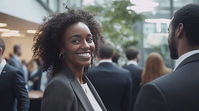 Business throng in a modern office setting, demonstrating networking and teamwork during a business event. a setting that is cooperative and professional.Business throng in a modern office setting
