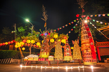Taipei City, Taiwan - August 18, 2024: Every Hungry Ghost Festival, temples across Taiwan hold "zhongyuan pudu" salvation ceremonies to entertain wandering souls. 