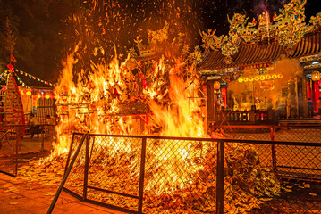 Taipei City, Taiwan - August 18, 2024: Every Hungry Ghost Festival, temples across Taiwan hold "zhongyuan pudu" salvation ceremonies to entertain wandering souls. 